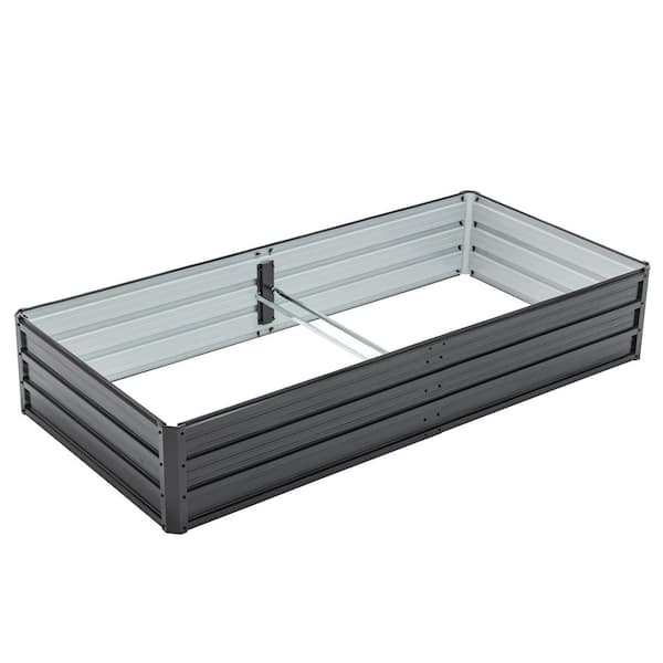 74.6 in. Black Metal Raised Garden Bed Planter Boxes for Vegetables
