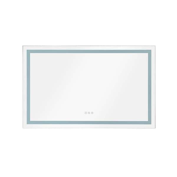 XUJMK 40 in. W x 24 in. H Rectangualr Frameless Anti-fog Wall Bathroom Vanity Mirror in White LED Bright High Lumen Dimmer