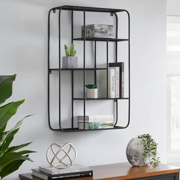 Home Decorators Collection Industrial Black Metal Wall Shelf (23 in. W x 33 in. H)