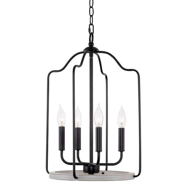 Kira Home Dallas 60-Watt 4-Light Black Farmhouse Pendant Light, No Bulb Included