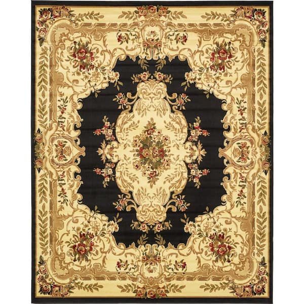 Unique Loom Versailles Charles Black 8' 0 x 10' 0 Area Rug