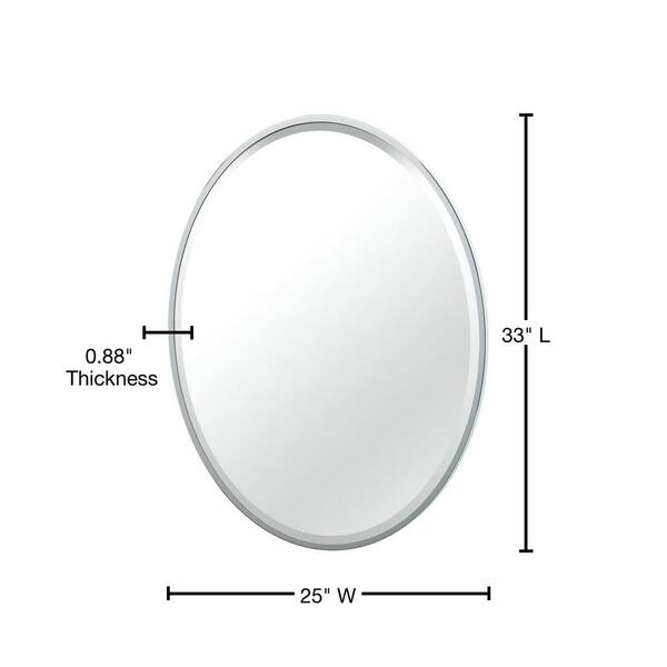 Gatco Flush 25 in. W x 33 in. H Framed Oval Beveled Edge Bathroom