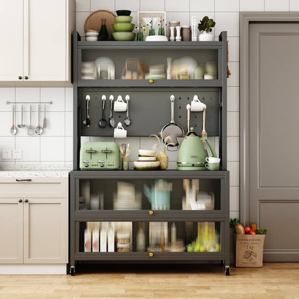 Metal kitchen pantry cabinet discount