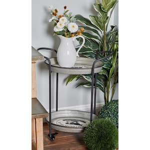 30 in. Grey Metal Farmhouse Bar Cart