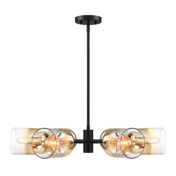 Designers Fountain Gatsby 6-Light Matte Black Mid-Century Sputnik Chandelier for Dining Areas with No Bulbs Included