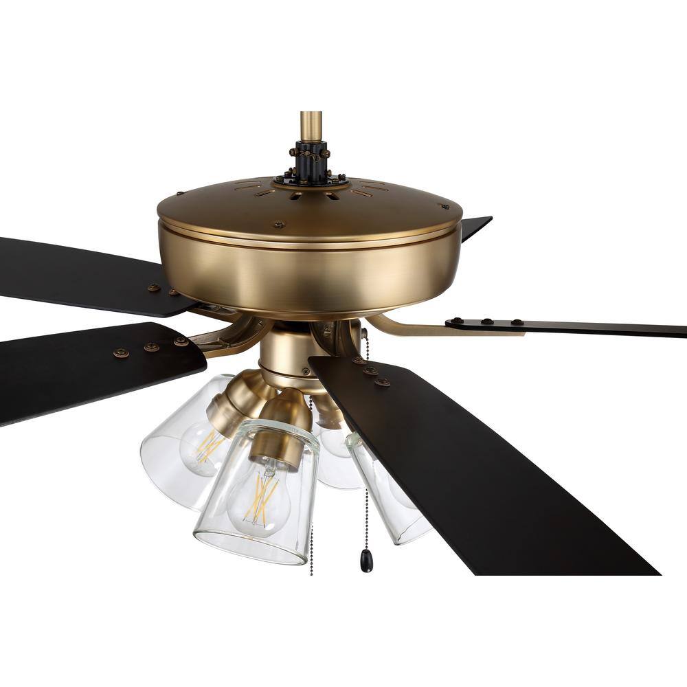 Satin Brass 52'' Ceiling Fan with Reversible Black Walnut Blades
