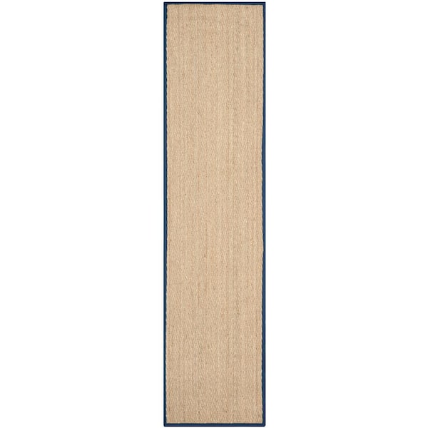 SAFAVIEH Natural Fiber Beige/Blue 3 ft. x 12 ft. Border Runner Rug