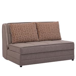 Atolye Collection Convertible 55 in. Beige Chenille 2-Seater Loveseat with Storage