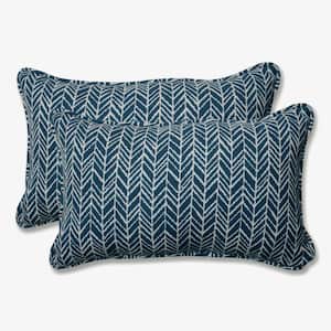 Blue Rectangular Outdoor Lumbar Throw Pillow 2-Pack