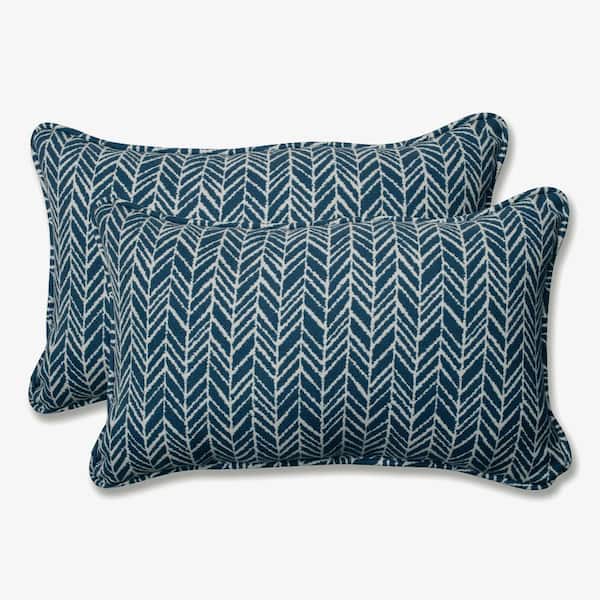 Pillow Perfect Blue Rectangular Outdoor Lumbar Throw Pillow 2-Pack