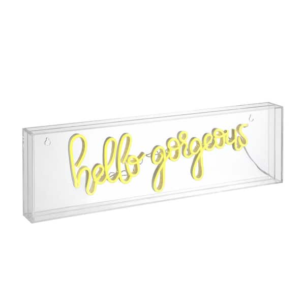 Hello Gorgeous 6 in. Yellow Contemporary Glam Acrylic Box USB Operated LED Neon Lamp