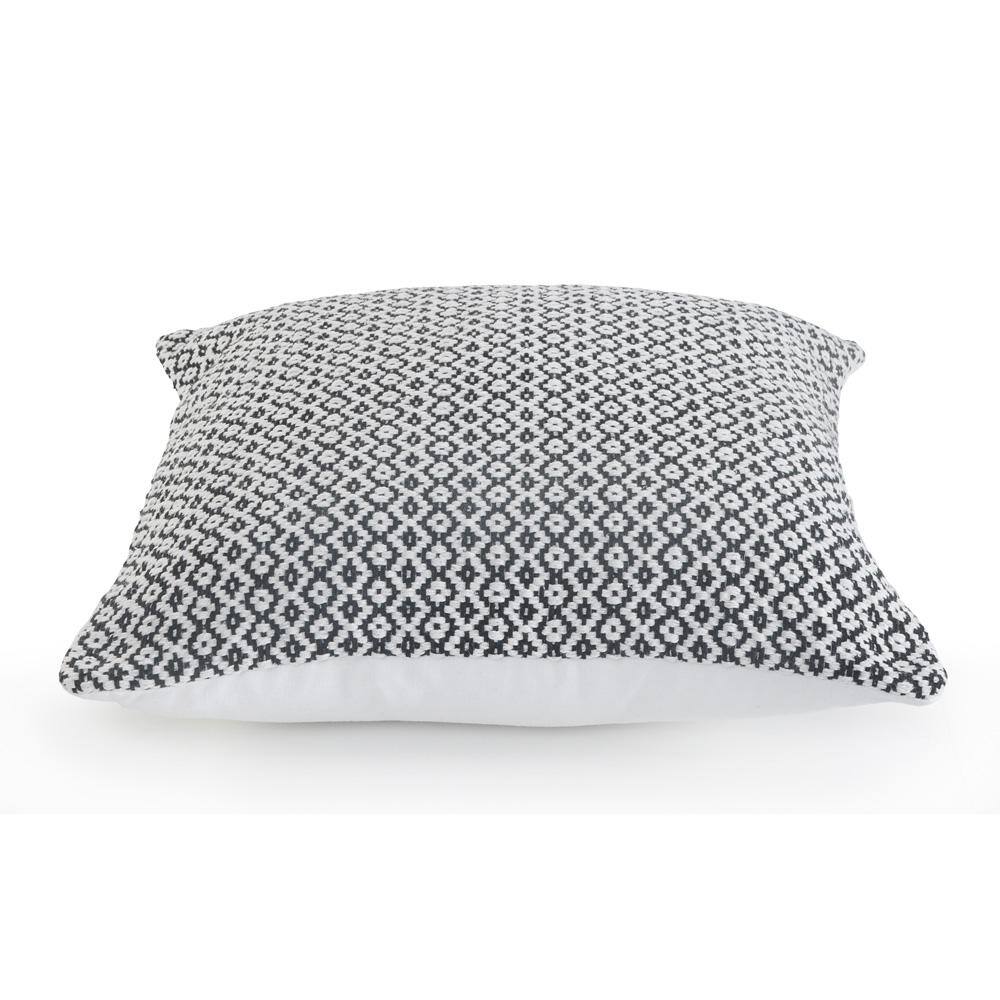 Black and White Cotton Geometric Square Throw Pillow