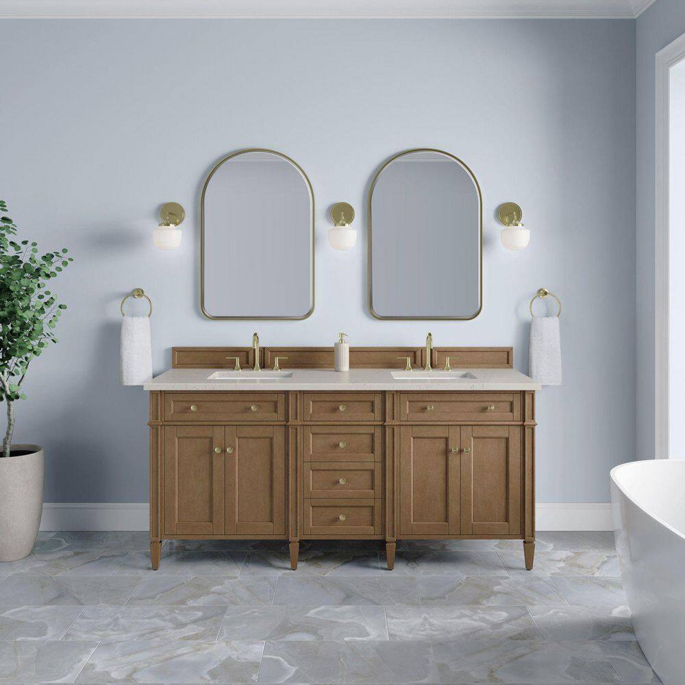 Brittany 72.0 in. Double Bath Vanity in Pecan with Siberian Wireless Charging Quartz Top price history on PriceWatchPro