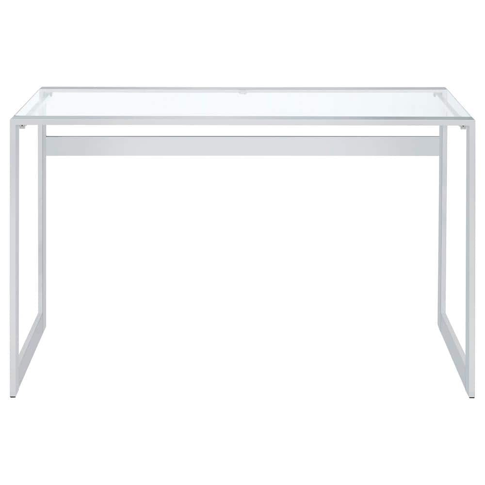 Hartford Contemporary 47'' Silver Glass Top Home Office Desk