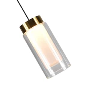 Genoa 5.6-Watt ETL Certified Integrated LED Black Adjustable Pendant with 2.5 in. Diameter Glass Shade and Brass Base
