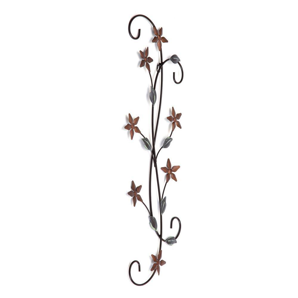 Chemilla Floral Copper and Black Iron Wall Art, 11" x 30"