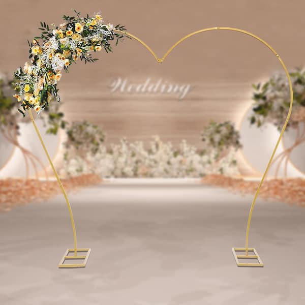 Yiyibyus 236.22 in. x 118.11 in. Stainless Steel Wedding Party Backdrop Stand Frame Decoration Silver Arbor