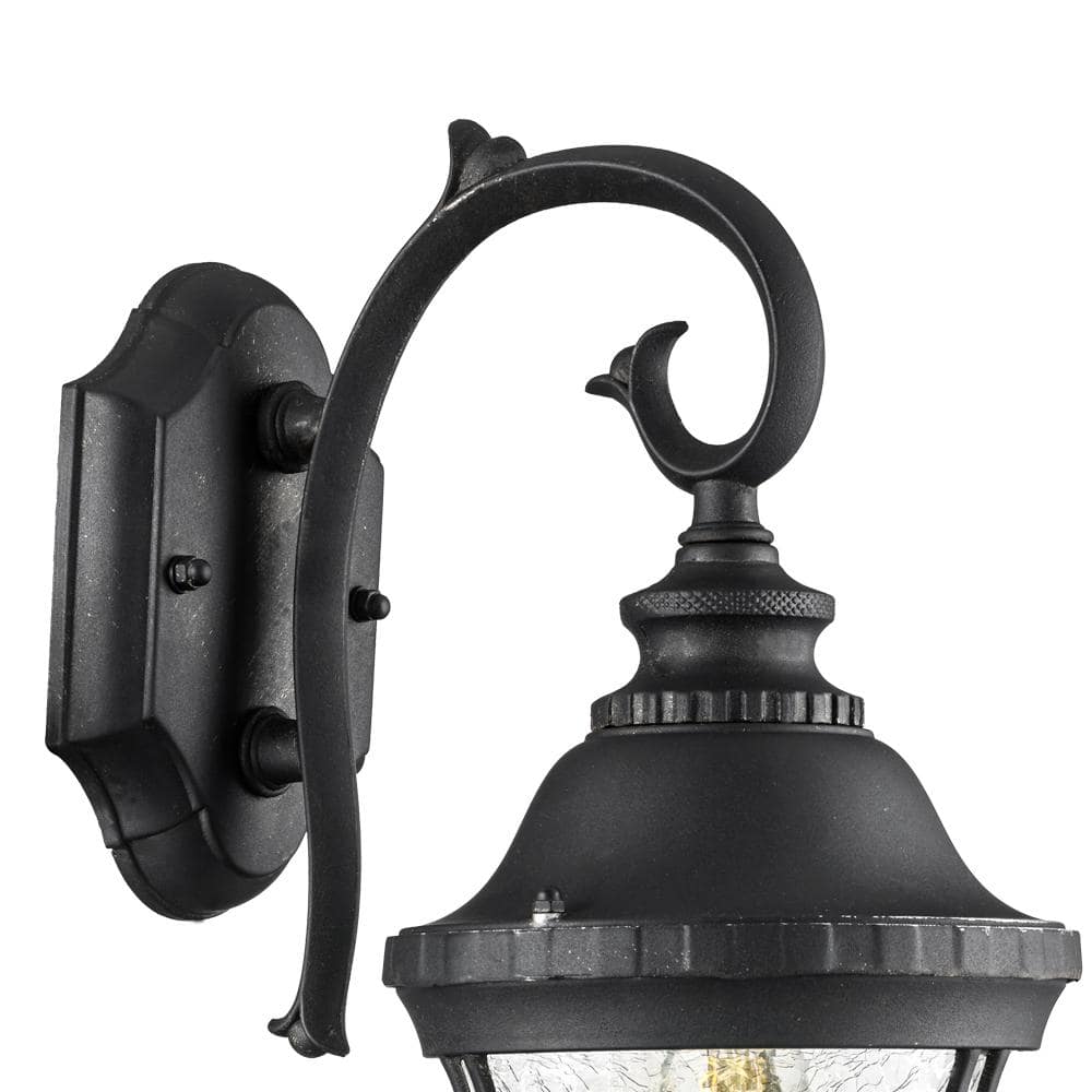 Classic Black Cast Aluminum Lantern with Crackle Glass