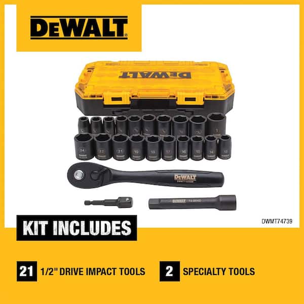DEWALT DWMT74739 1/2 in. Drive Metric Socket Set with Ratchet (23-Piece) - 2
