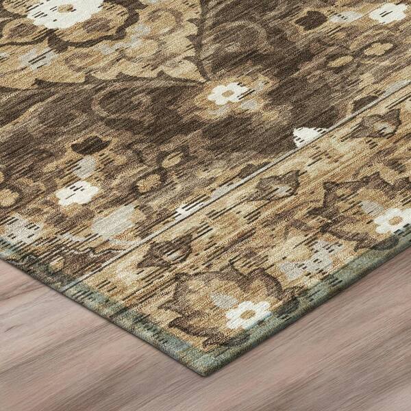 Chantille Machine Washable Indoor/Outdoor Abstract ACN3155 Chocolate 8 ft. x 8 ft. Round Rug