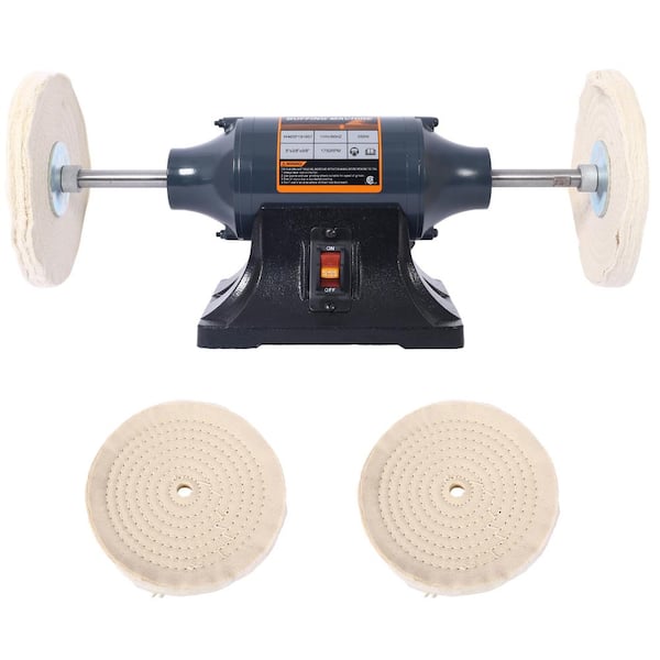 Tidoin 8 in. Extra Long Electric Polisher Benchtop Buffer Grinder with 4-Piece 80 Ply Thic Buffing Wheels and 4-Pole Motor