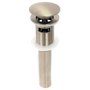 Pop-Up Drain Assembly with Cap with Overflow for Undermount Installation in Brushed Nickel