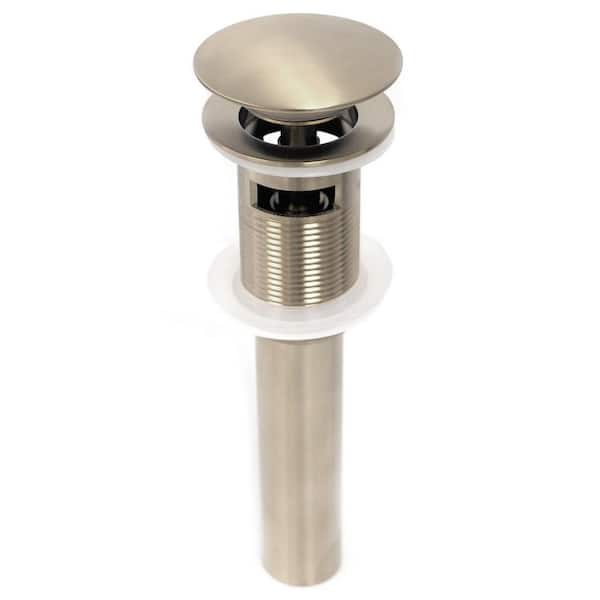 Eisen Home Pop-Up Drain Assembly with Cap with Overflow for Undermount Installation in Brushed Nickel