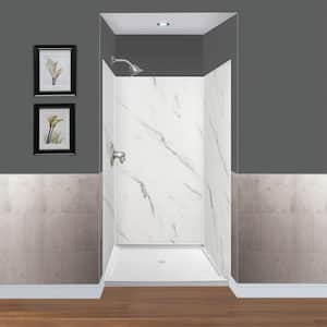 Expressions 48 in. x 48 in. x 72 in. 3-Piece Easy Up Adhesive Alcove Shower Wall Surround in Bianca