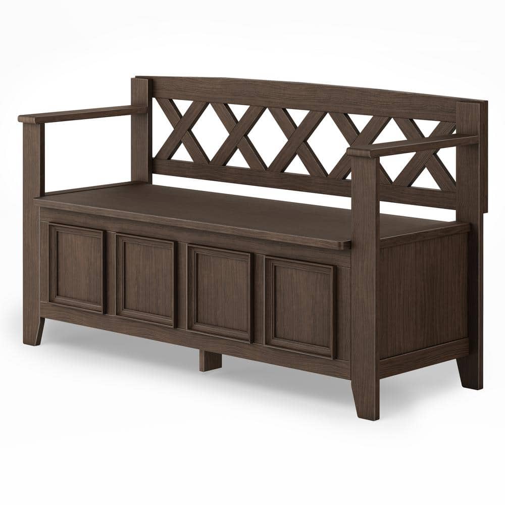 Amherst Farmhouse Brown Solid Wood Entryway Storage Bench