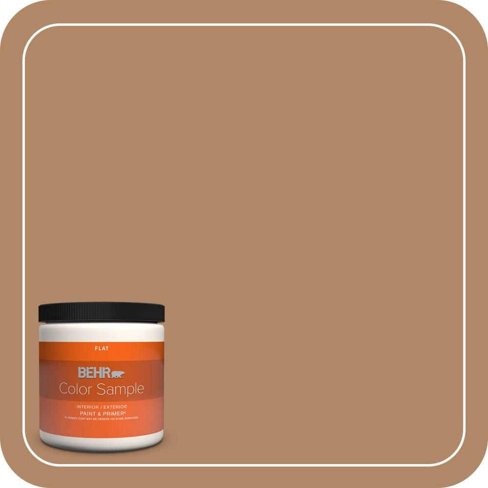 BEHR PREMIUM PLUS 8 oz. #MQ2-02 Syrup Flat Interior/Exterior Paint