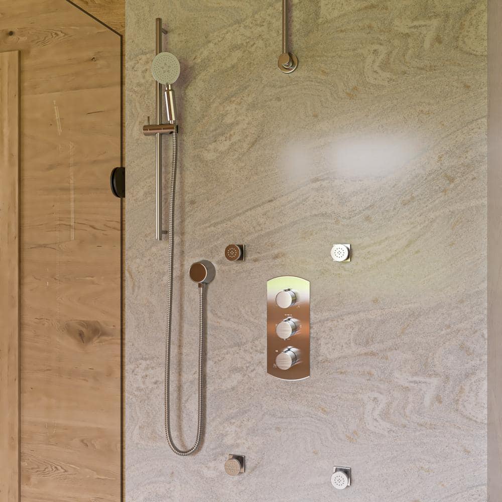 Brushed Nickel Round Adjustable Shower Body Spray
