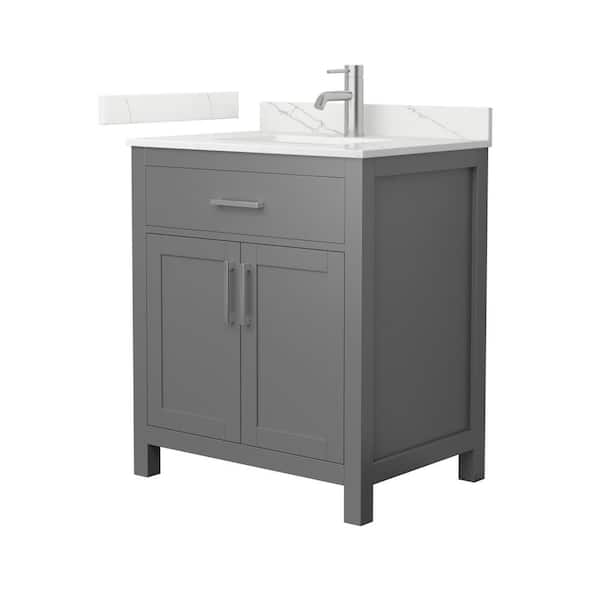 Beckett 30 in. Single Freestanding Dark Gray Bath Vanity with Giotto Quartz Top (Assembled)