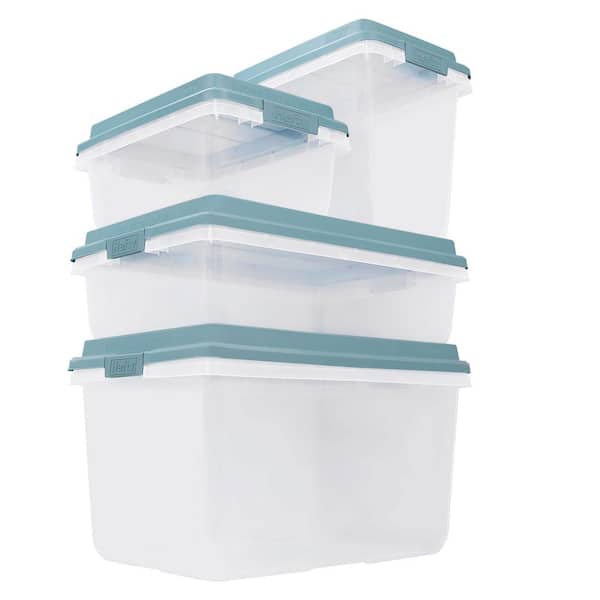 Hefty 40 qt. Stackable Plastic Storage Bin with Lid 6-Pack HFT
