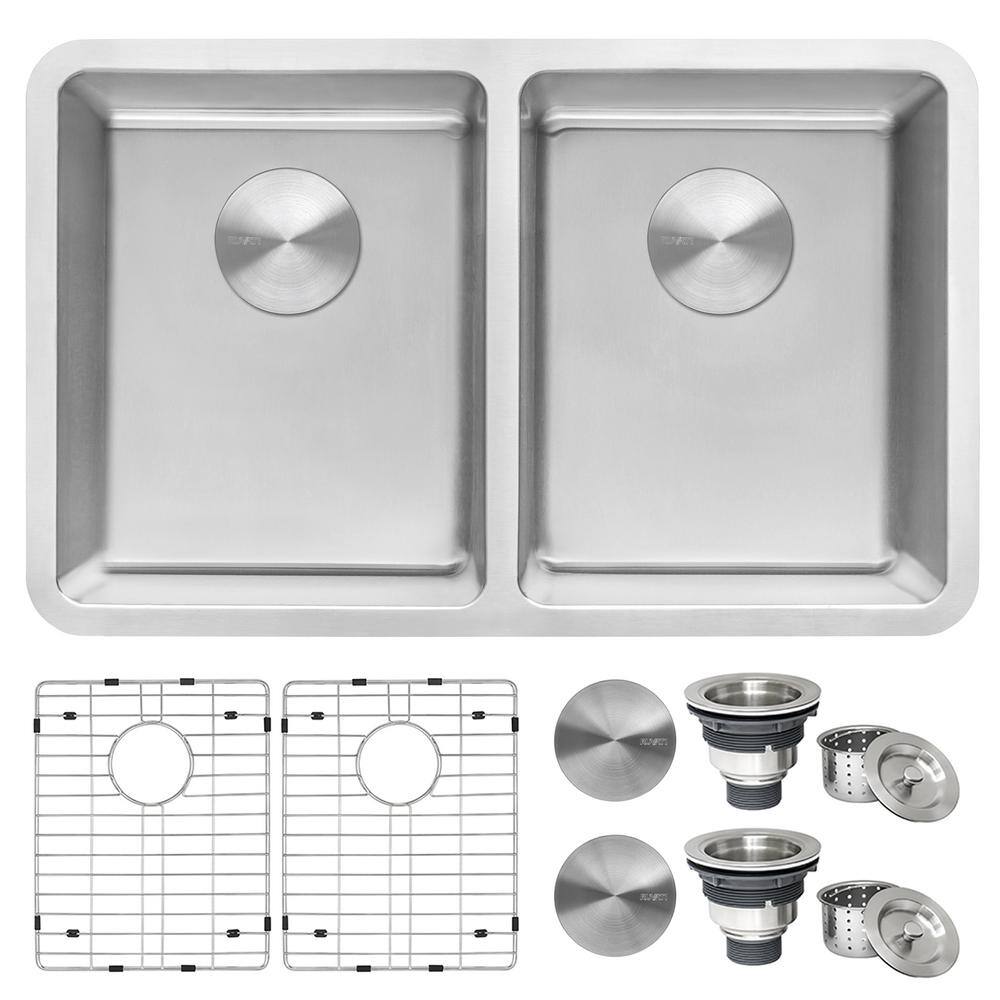 Modena 28'' Double Bowl Undermount Stainless Steel Kitchen Sink