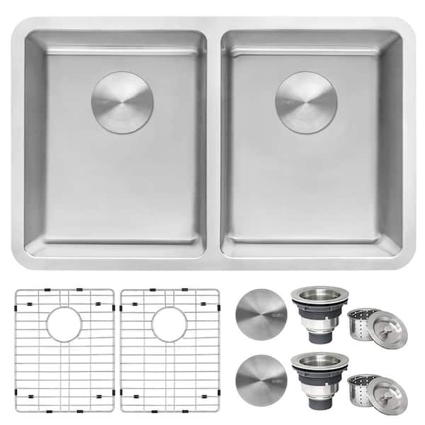 Modena 28 in. Undermount 50/50 Double Bowl 16 Gauge Stainless Steel Kitchen Sink