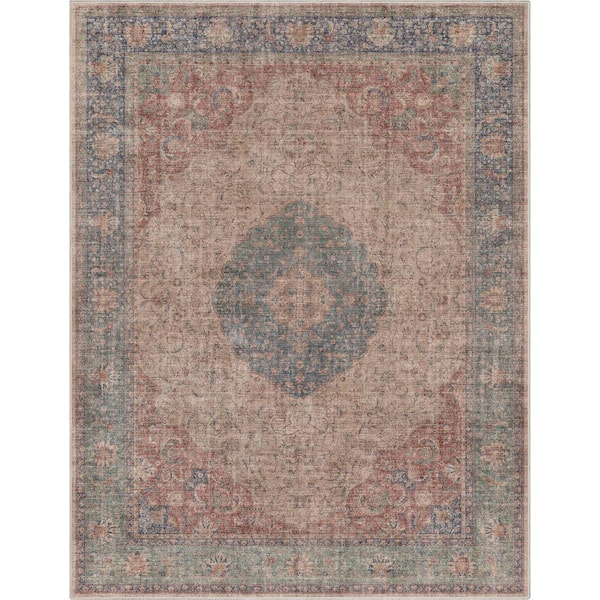 Well Woven Red Blue 3 ft. 11 in. x 5 ft. 3 in. Flat-Weave Asha Odette Vintage Medallion Oriental Area Rug