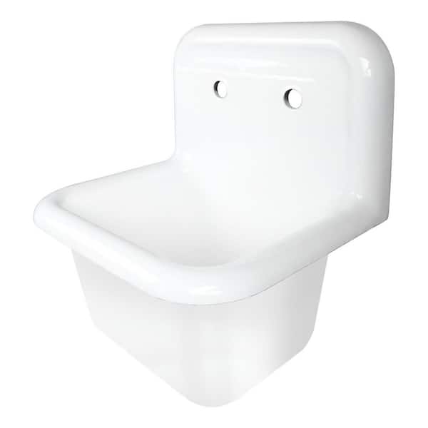 Iman 22 in Cast Iron Wall-Mounted Bathroom Sink in White