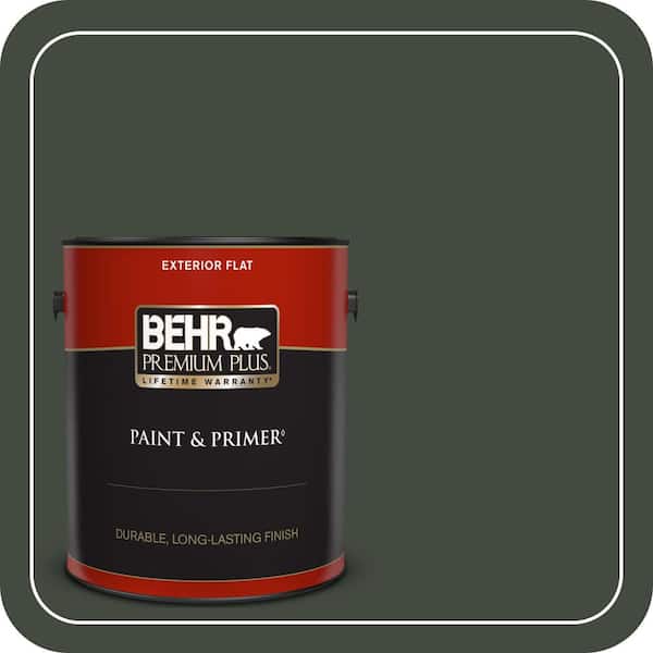 BEHR PREMIUM PLUS 1 gal. #BXC-12 Deep Forest Flat Exterior Paint & Primer