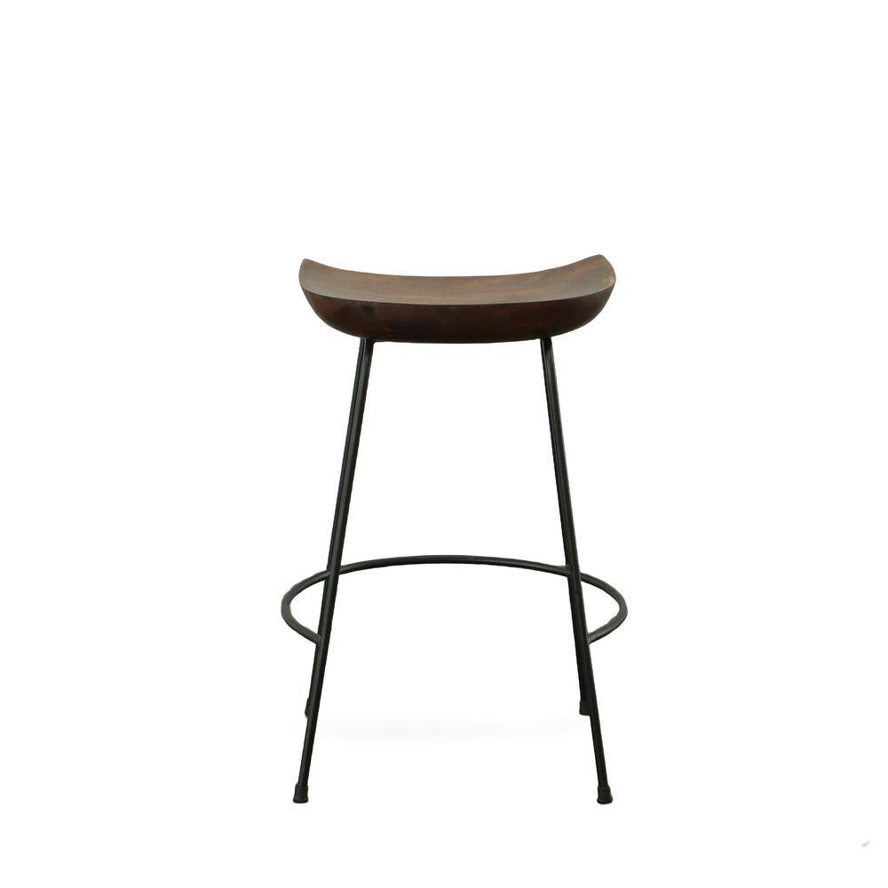 Chestnut Black 24.5" Industrial Wood Metal Saddle Counter Stool