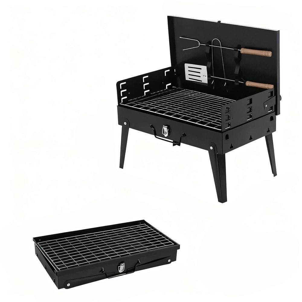 Barbecue Charcoal Grill Folding Portable, Windproof And Thickened