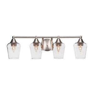 Madison 7.25 in. 4-Light Bath Bar, Brushed Nickel, Clear Bubble Glass Vanity Light