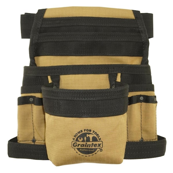 Khaki Canvas 10-Pocket Finisher Tool Pouch