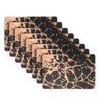 Marble 18 in. x 12 in. Black/Rose Gold Cork Placemat (Set of 8)