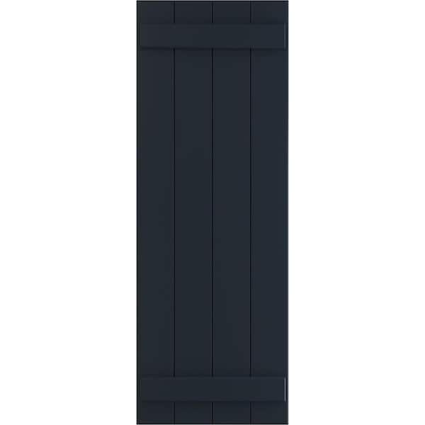 Ekena Millwork 21-1/2 in. x 32 in. True Fit PVC Four Board Joined Board and Batten Shutters Pair in Starless Night Blue
