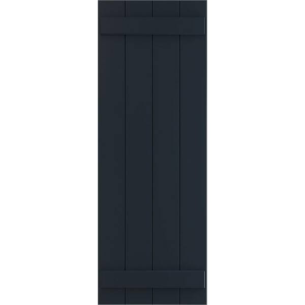 Ekena Millwork 21-1/2 in. x 47 in. True Fit PVC Four Board Joined Board and Batten Shutters Pair in Starless Night Blue