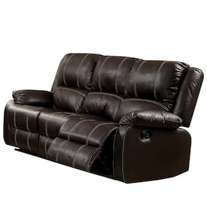 Zuriel 37 in. Pillow Top Arm Leather Rectangle Reclining Sofa in. Brown