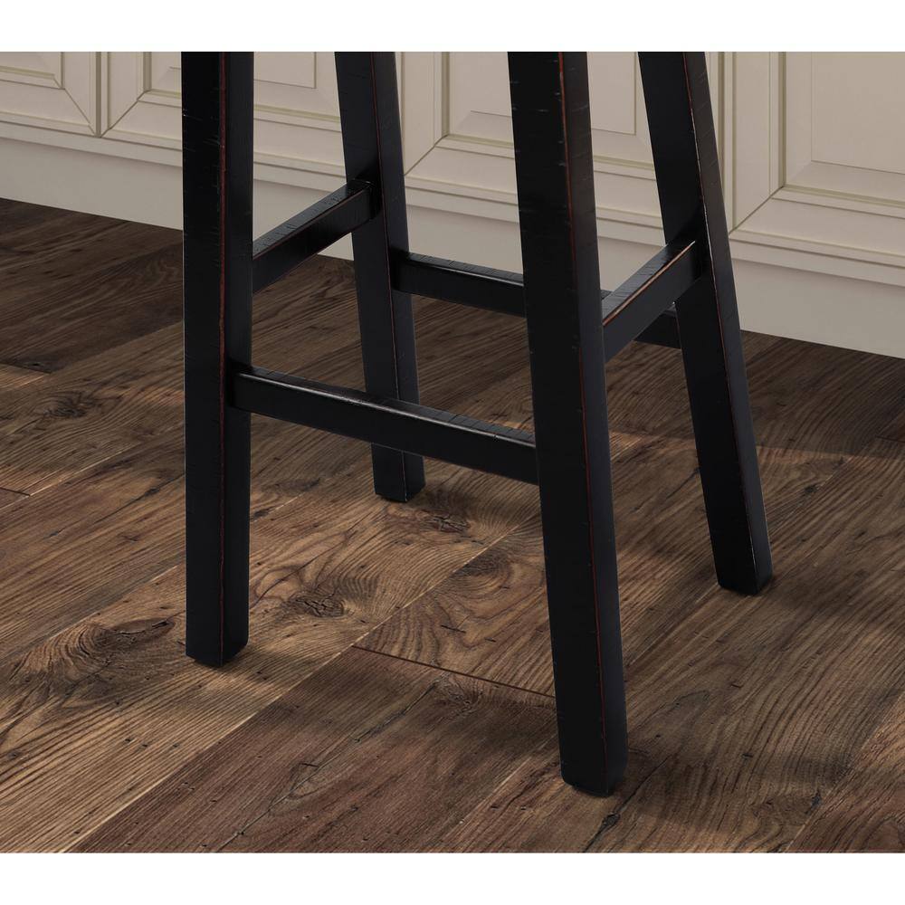 Oak and Black 24" Backless Saddle Style Bar Stool