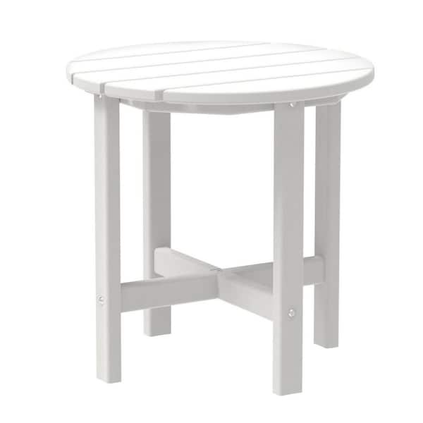 TIRAMISUBEST 17.7 in. x 17.7 in. White Round Plastic Adirondack Side Table Only