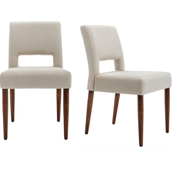 Magic Home Set of 2 Classic Comfy Beige Velvet Upholstered Solid Woood  Accent Dining Chairs for Living Dining Room, Bedroom CS-W39521227 - The  Home Depot