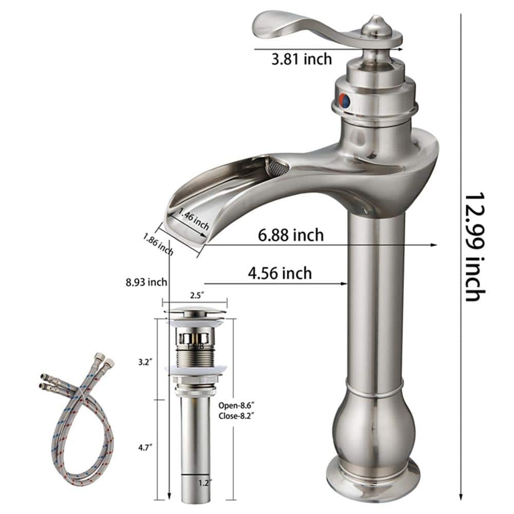 Brushed Nickel Single Handle High Arc Bathroom Faucet